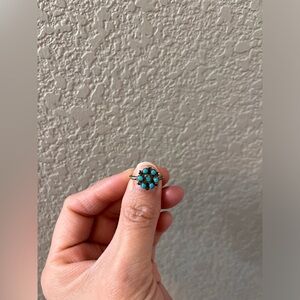 Silver blue turquoise ring